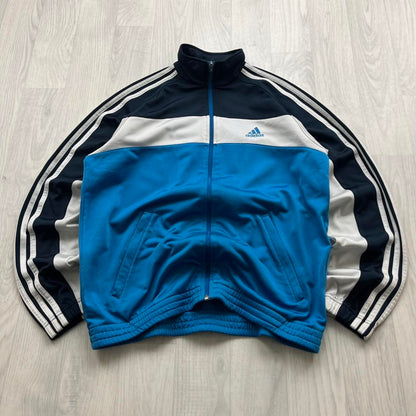 VINTAGE Y2K ADIDAS STRIPE WINDBREAKER TRACK JACKET BLUE