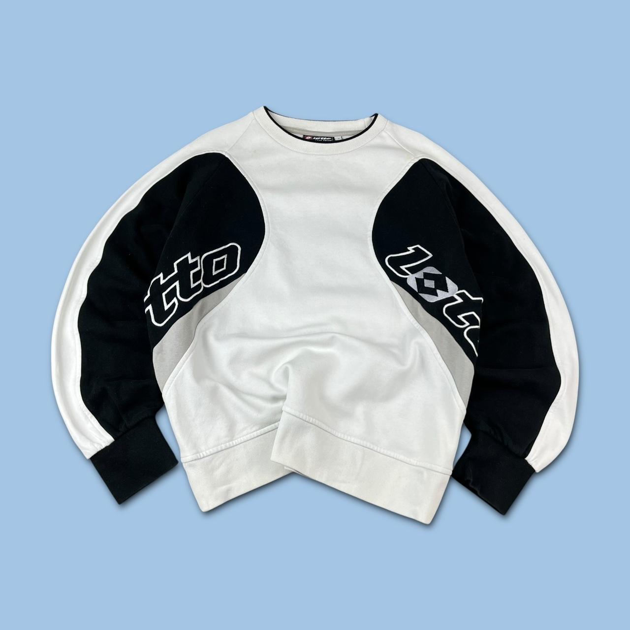 VINTAGE Y2K LOTTO PANELLED BOXY SWEATSHIRT WHITE BLACK