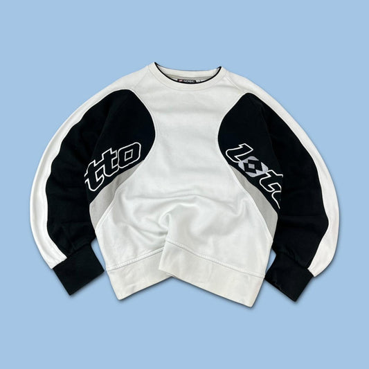 VINTAGE Y2K LOTTO PANELLED BOXY SWEATSHIRT WHITE BLACK