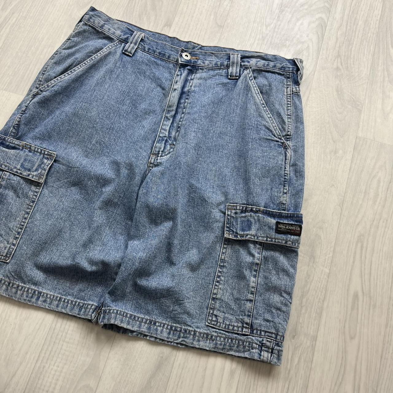 VINTAGE 00s WRANGLER BAGGY LOOSE CARGO JORTS BLUE