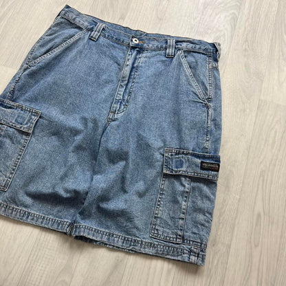 VINTAGE 00s WRANGLER BAGGY LOOSE CARGO JORTS BLUE
