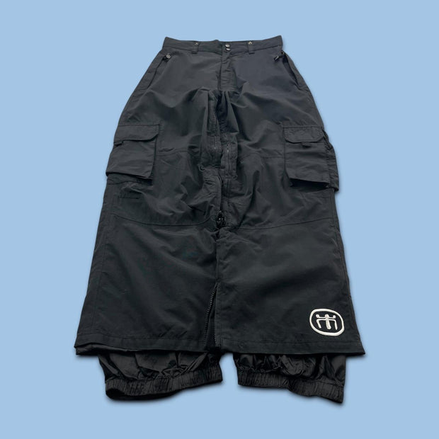 VINTAGE Y2K BAGGY CARGO SKI PANTS SALOPETTES BLACK