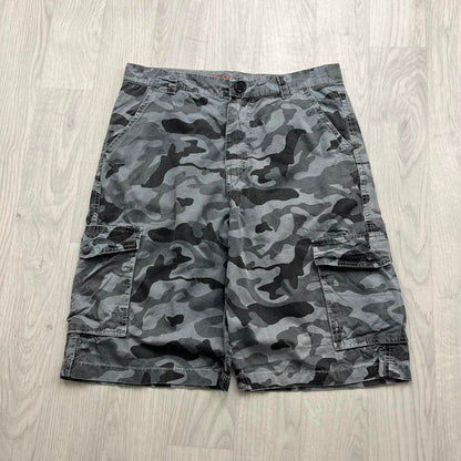 VINTAGE Y2K BAGGY CAMO CARGO SHORTS BLUE
