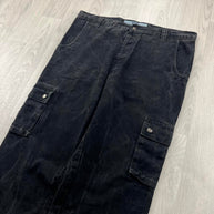 VINTAGE Y2K FISHBONE BAGGY CARGO JEANS BLACK