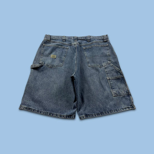 VINTAGE 00s WRANGLER BAGGY LOOSE CARPENTER JORTS BLUE