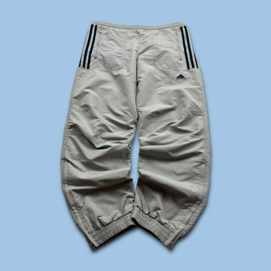 VINTAGE 90s ADIDAS SIDE STRIPE BAGGY TRACKSUIT BOTTOMS BEIGE