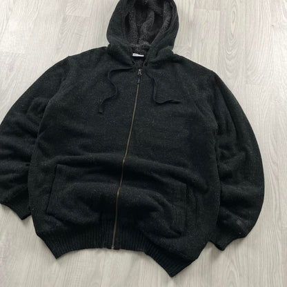 VINTAGE Y2K COLUMBIA KNITTED FLEECE HOODIE BLACK