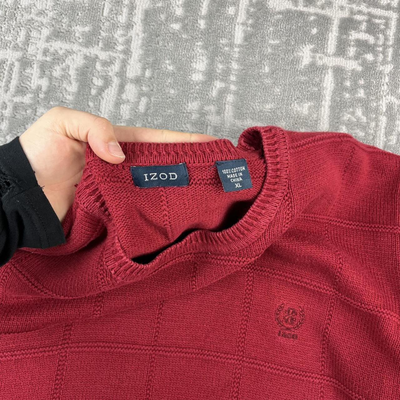 VINTAGE Y2K IZOD PLAID CHUNKY ESSENTIAL KNITTED JUMPER BURGUNDY RED