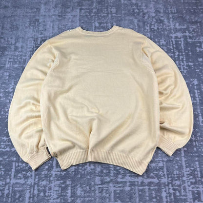VINTAGE Y2K IZOD PLAID PATTERN CHUNKY ESSENTIAL KNITTED JUMPER YELLOW