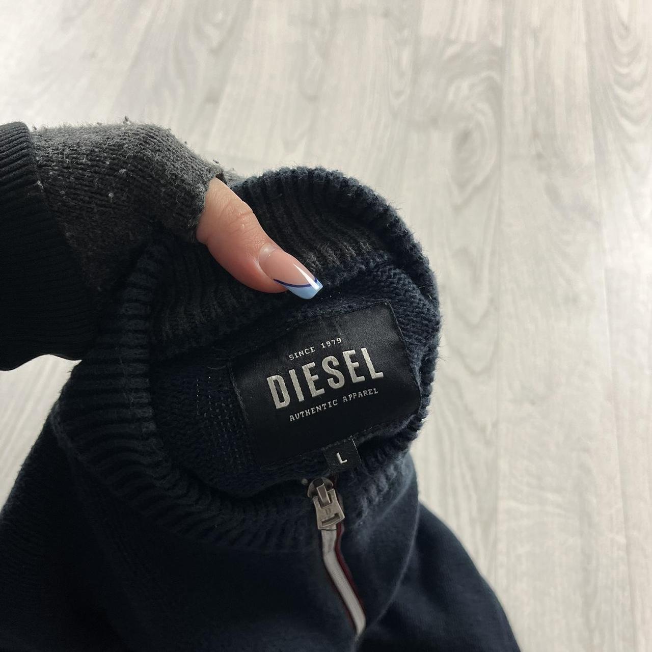 DIESEL CHUNKY RIBBED QUARTER ZIP KNITTED JUMPER NAVY
