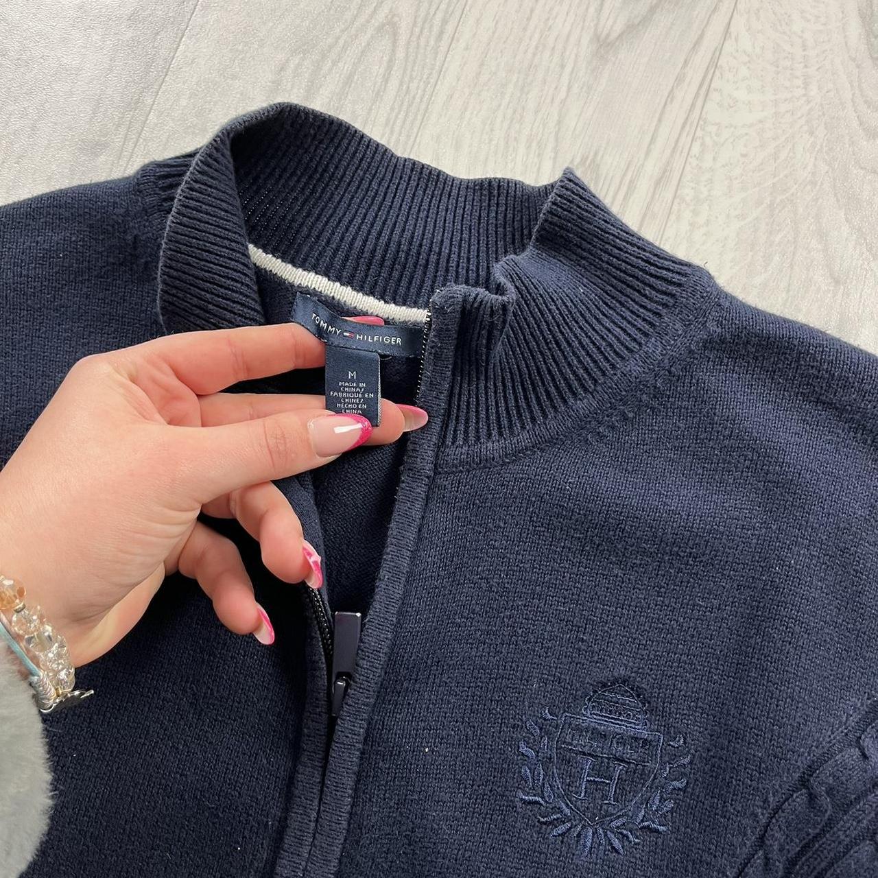 VINTAGE Y2K TOMMY HILFIGER ZIP KNITTED JUMPER NAVY