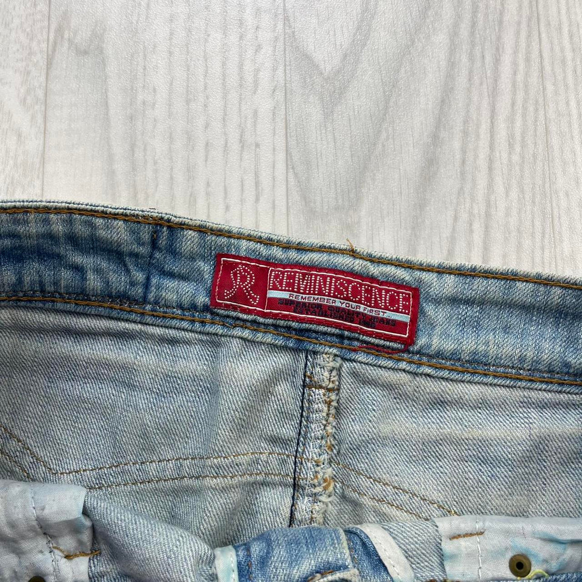 VINTAGE Y2K REMINISCENCE DENIM EMBROIDERED MINI SKIRT BLUE