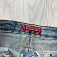 VINTAGE Y2K REMINISCENCE DENIM EMBROIDERED MINI SKIRT BLUE