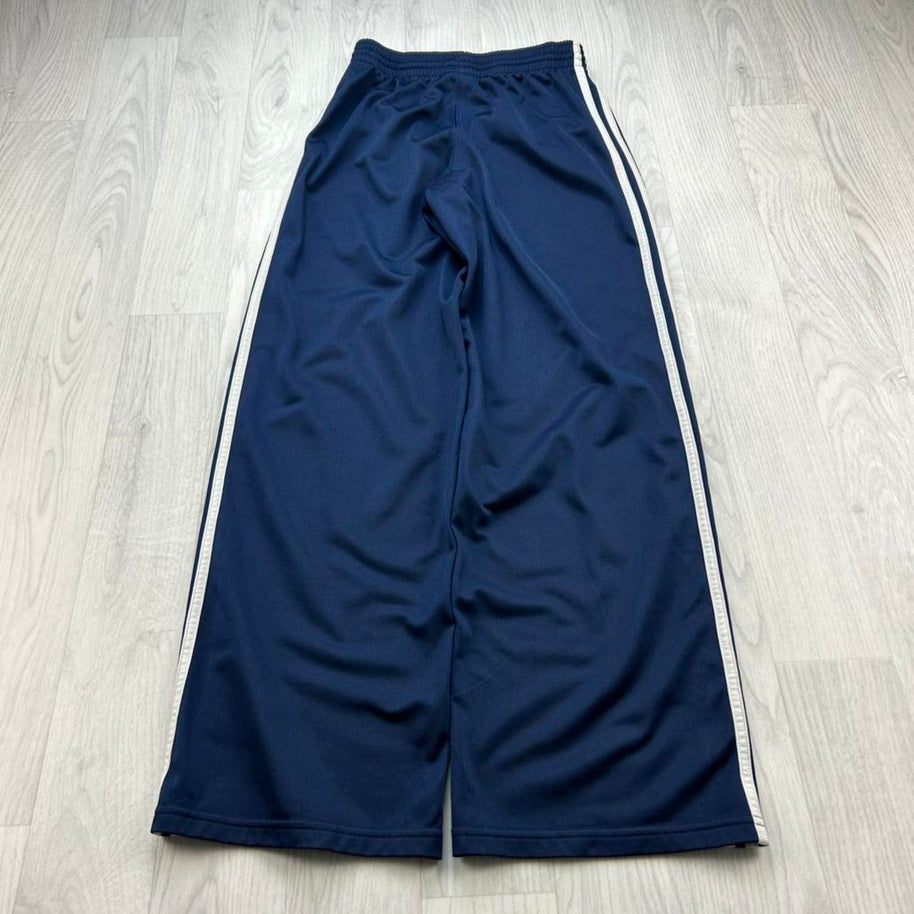 VINTAGE Y2K ADIDAS SIDE STRIPE BAGGY TRACKSUIT BOTTOMS NAVY