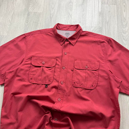 VINTAGE Y2K IZOD UTILITY SHORT SLEEVE SHIRT RED