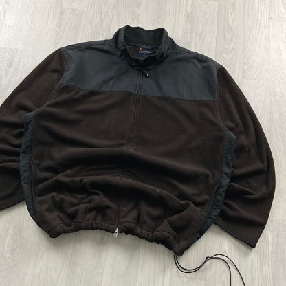 VINTAGE Y2K NAUTICA ZIP UP TECHNICAL FLEECE BROWN BLACK