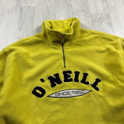 VINTAGE Y2K O’NEILL SPELL OUT QUARTER ZIP FLEECE SWEATSHIRT YELLOW