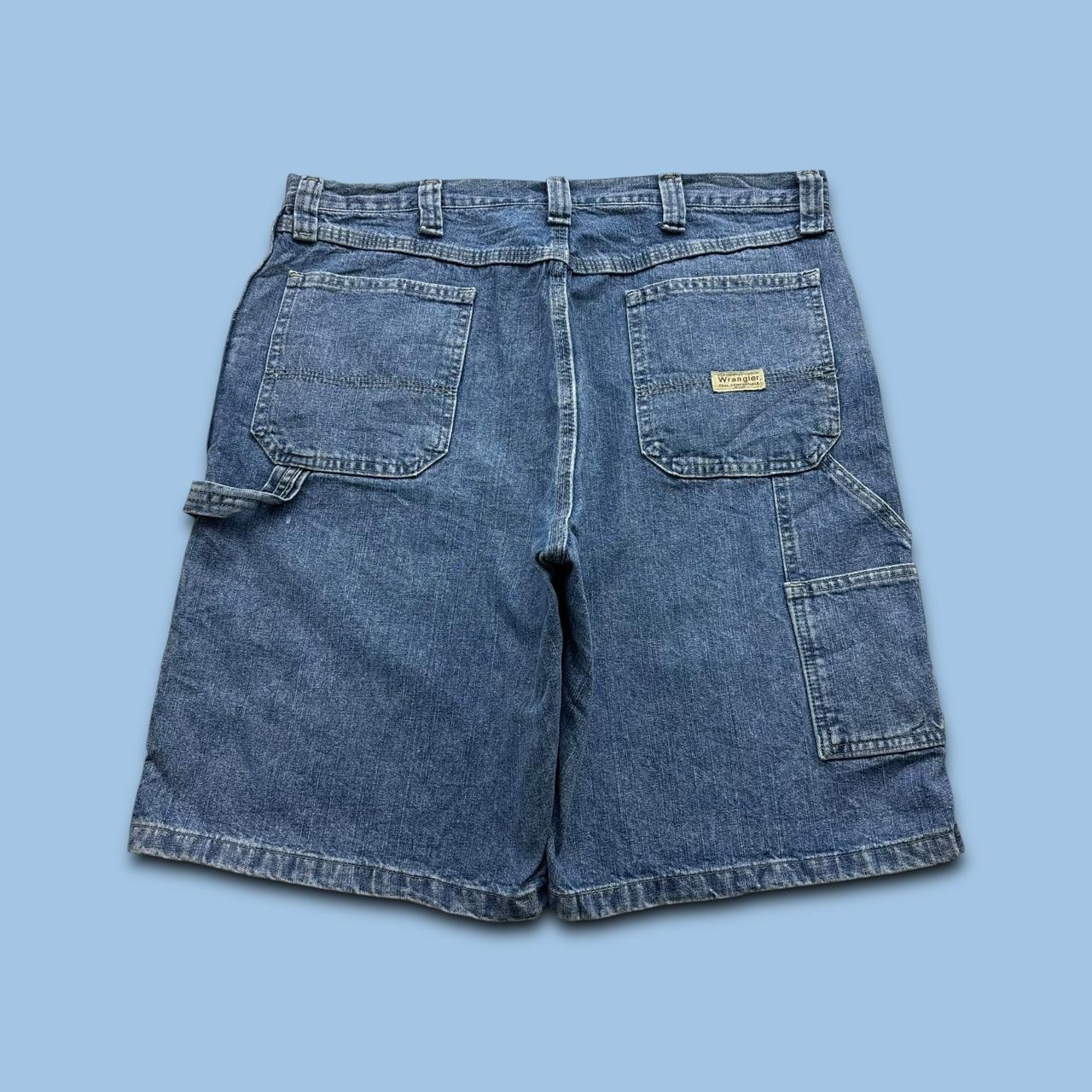 VINTAGE 00s WRANGLER BAGGY LOOSE CARPENTER JORTS BLUE
