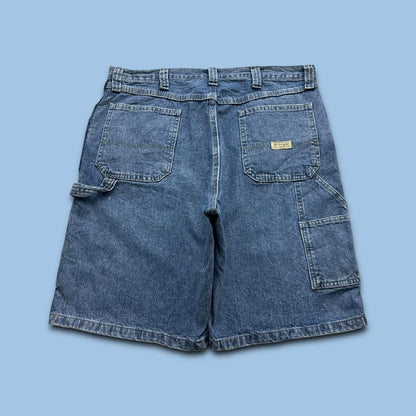 VINTAGE 00s WRANGLER BAGGY LOOSE CARPENTER JORTS BLUE
