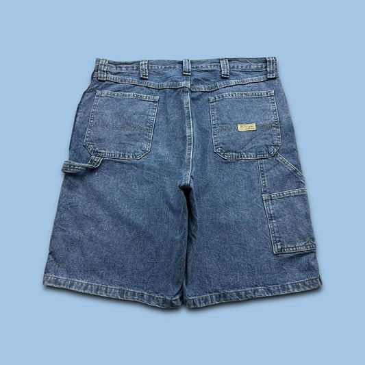 VINTAGE 00s WRANGLER BAGGY LOOSE CARPENTER JORTS BLUE