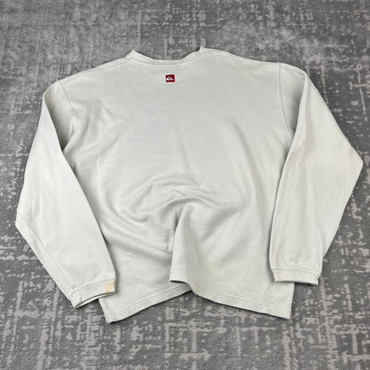 VINTAGE Y2K QUIKSILVER SPELL OUT BOXY SWEATSHIRT CREAM