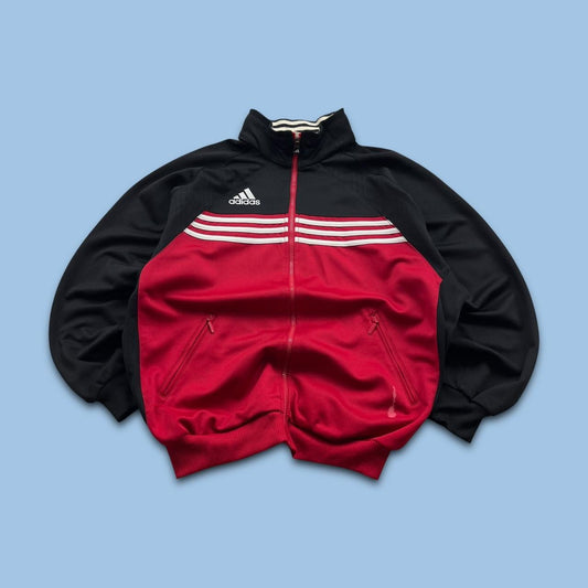 VINTAGE 90s ADIDAS BOXY TRACKSUIT JACKET RED / BLACK