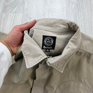 VINTAGE Y2K BENCH UTILITY SHORT SLEEVE BUTTON UP SHIRT BEIGE