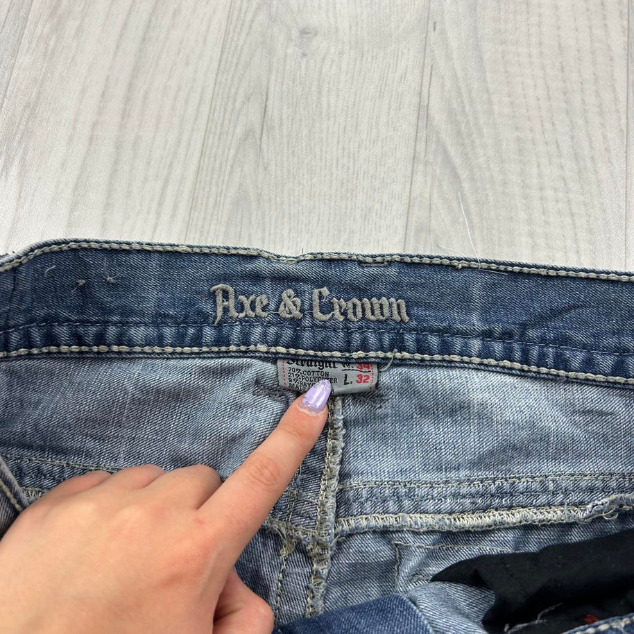 VINTAGE Y2K STRAIGHT LEG BAGGY JEANS BLUE