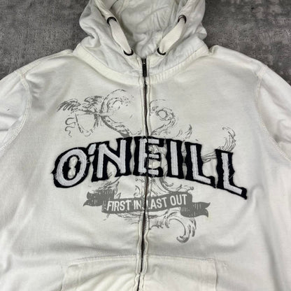 VINTAGE Y2K ONEILL SPELL OUT HOODIE WHITE