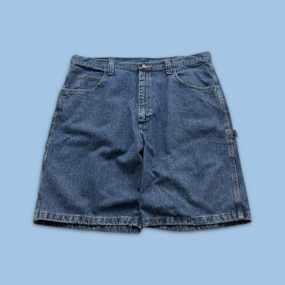 VINTAGE 00s WRANGLER BAGGY LOOSE CARPENTER JORTS BLUE