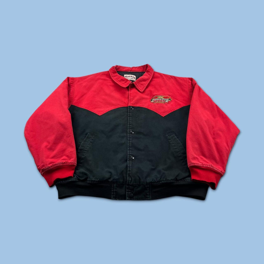 VINTAGE 90s WRANGLER WORKWEAR BOMBER JACKET BLACK / RED