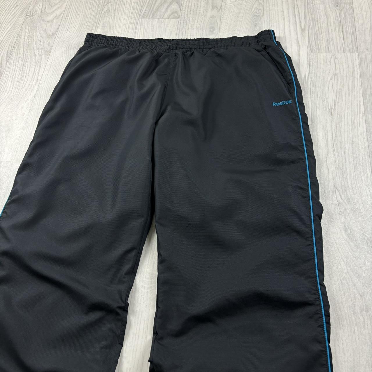 VINTAGE Y2K REEBOK LOW RISE BAGGY TRACKSUIT BOTTOMS BLACK