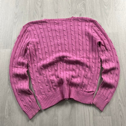 VINTAGE Y2K POLO RALPH LAUREN CHUNKY CABLE KNITTED JUMPER PINK