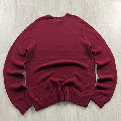 VINTAGE Y2K CHAPS CHUNKY KNITTED JUMPER BURGUNDY