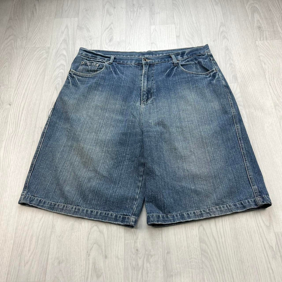 VINTAGE Y2K BAGGY DENIM SKATER JORTS BLUE