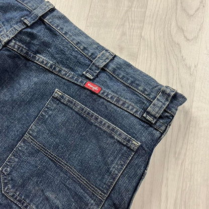 VINTAGE 00s WRANGLER BAGGY LOOSE CARPENTER JORTS BLUE
