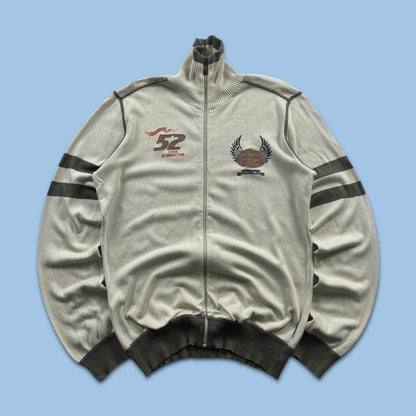 VINTAGE Y2K QUIKSILVER THIN ZIP KNITTED JUMPER BEIGE