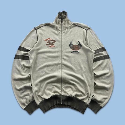 VINTAGE Y2K QUIKSILVER THIN ZIP KNITTED JUMPER BEIGE