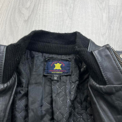 VINTAGE Y2K LEATHER BOMBER JACKET BLACK