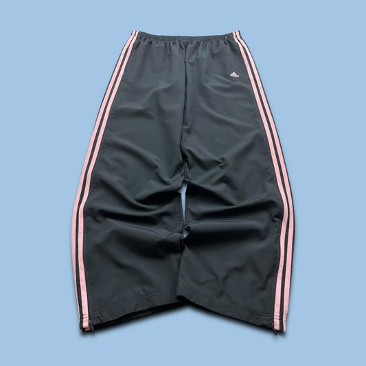 VINTAGE Y2K ADIDAS SIDE STRIPE BAGGY TRACKSUIT BOTTOMS GREY PINK (L Ws)