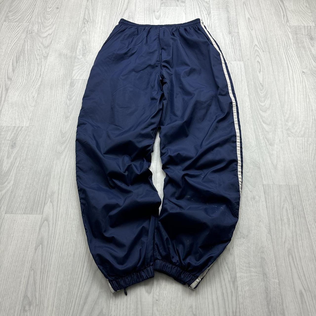 VINTAGE 90s ADIDAS BAGGY SHELL TRACKSUIT BOTTOMS NAVY