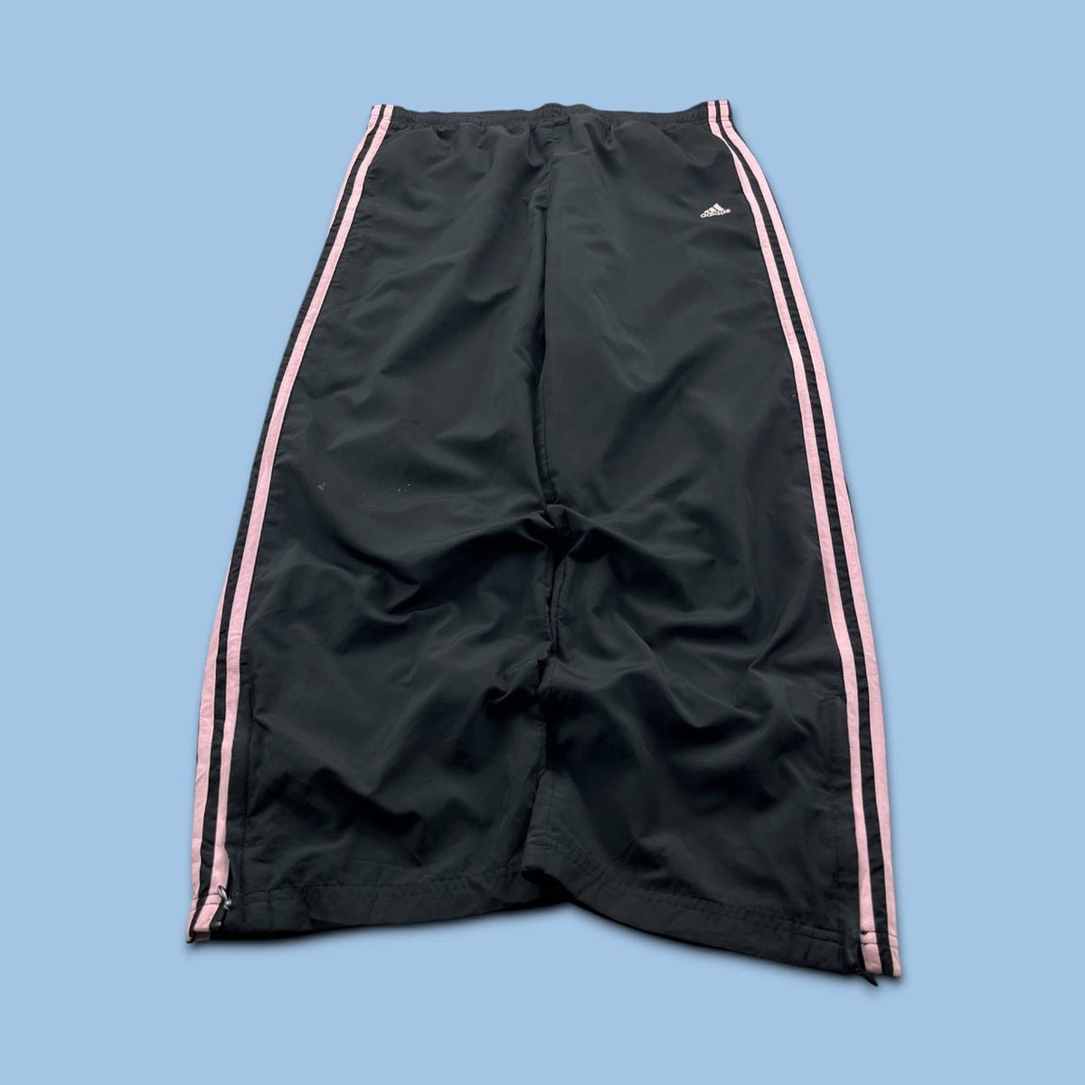VINTAGE Y2K ADIDAS BAGGY TRACKSUIT BOTTOMS BLACK / PINK