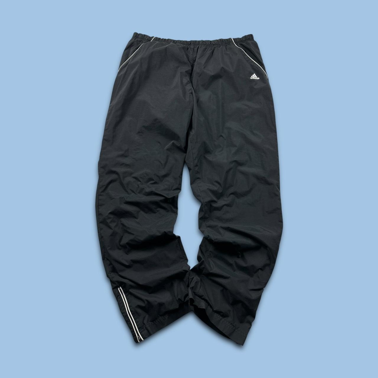 VINTAGE Y2K ADIDAS BAGGY LOW RISE TRACKSUIT BOTTOMS BLACK