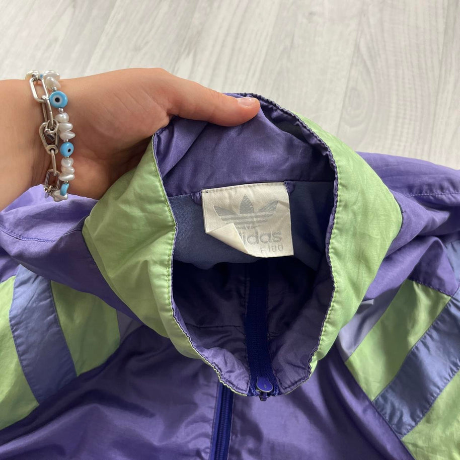 VINTAGE 90s ADIDAS FUNKY WINDBREAKER SHELL JACKET PURPLE
