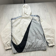 VINTAGE Y2K NIKE SWOOSH QUARTER ZIP WINDBREAKER JACKET WHITE