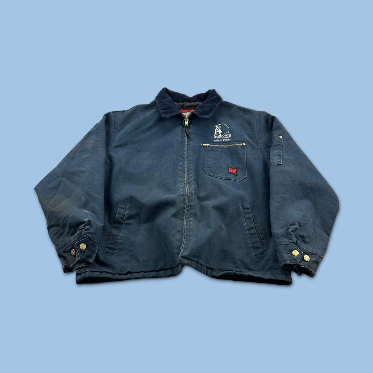 VINTAGE 90s TOUGH DUCK WORKWEAR DETROIT STYLE JACKET NAVY