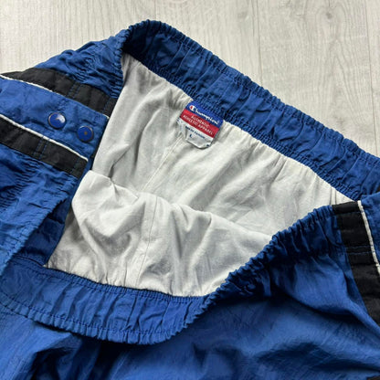VINTAGE Y2K CHAMPION POPPER BAGGY TRACKSUIT BOTTOMS BLUE