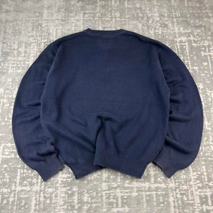 VINTAGE Y2K TOMMY HILFIGER CHUNKY ESSENTIAL KNITTED JUMPER NAVY