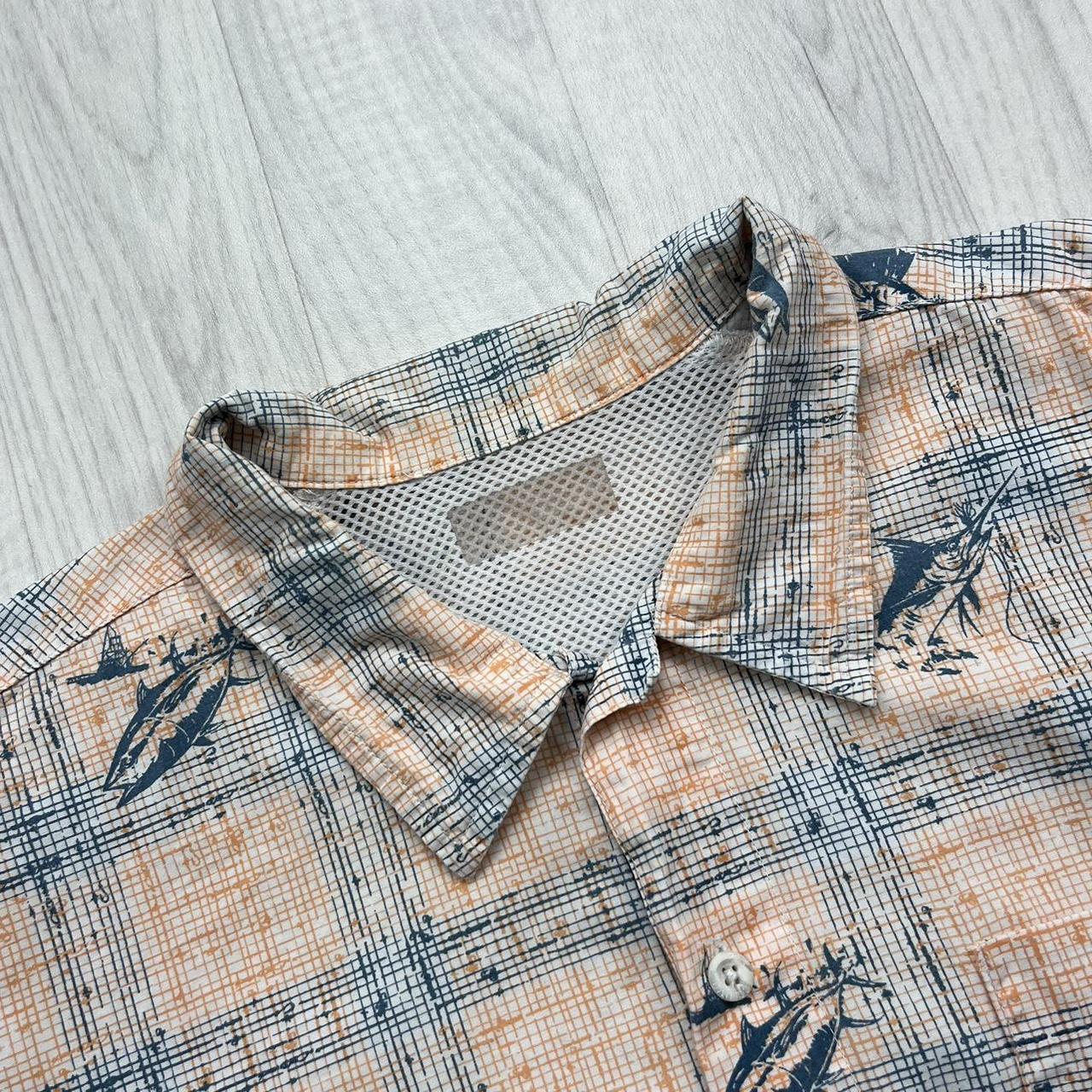 VINTAGE Y2K COLUMBIA GRAPHIC BUTTON UP SHORT SLEEVE SHIRT ORANGE