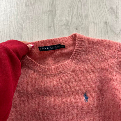 VINTAGE Y2K RALPH LAUREN CHUNKY WOOL KNITTED JUMPER PINK